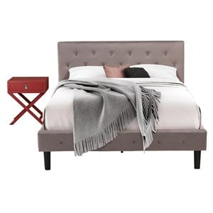 East West Furniture Nolan 2-Piece Wood Queen Bedroom Set in Brown/Burgundy
