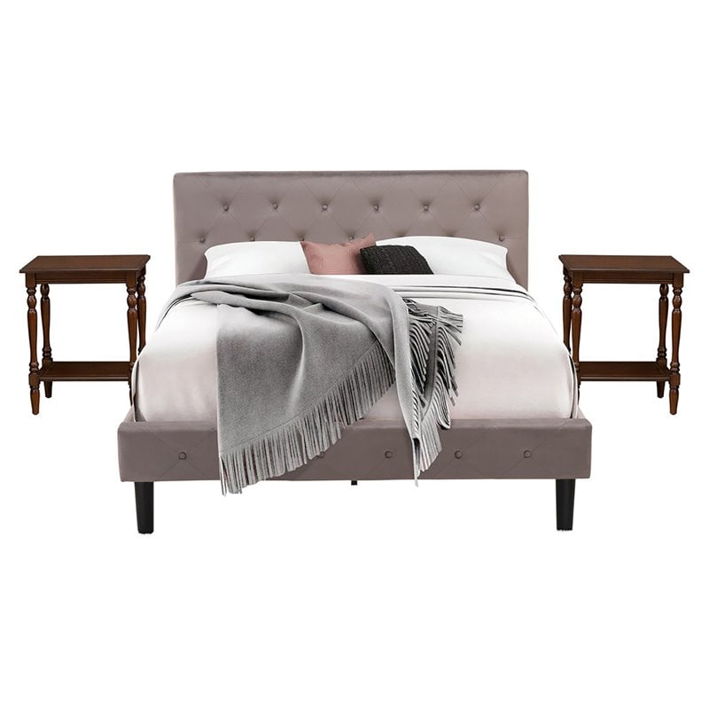 East West Furniture Nolan 3-Piece Wood Queen Bedroom Set in Brown/Mahogany