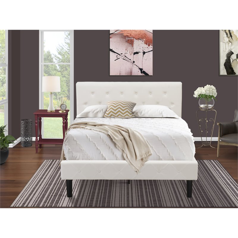 East West Furniture Nolan 2 Pieces Wood Full Bedroom Set in White/Burgundy