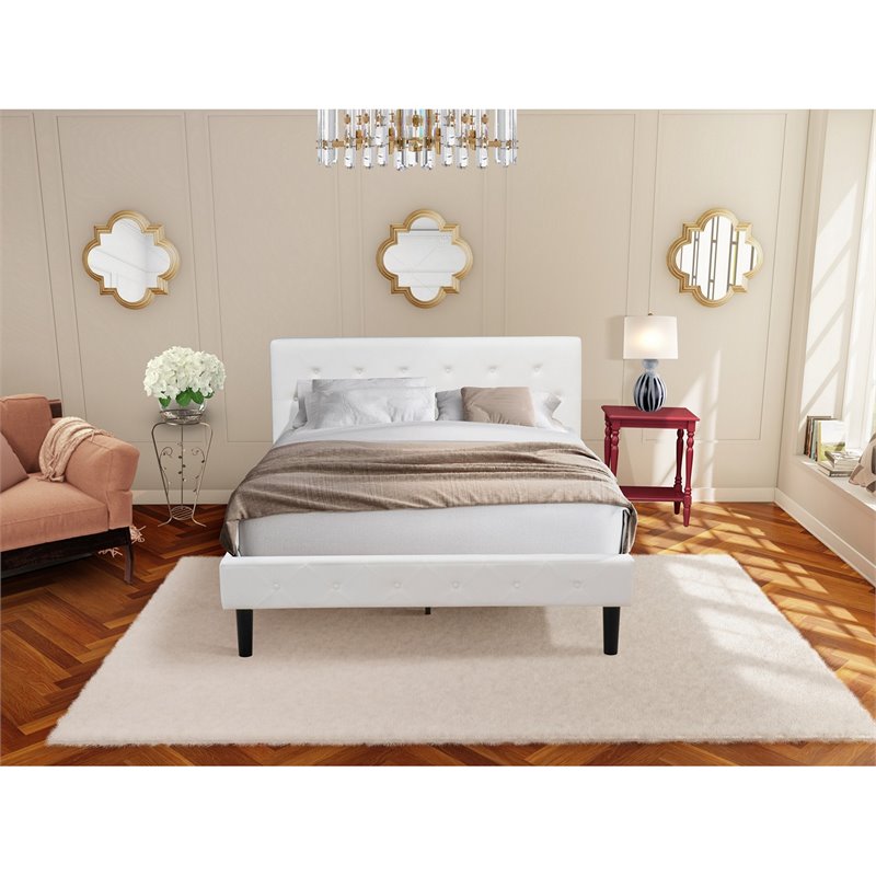 East West Furniture Nolan 2 Pieces Wood Queen Bedroom Set in White/Burgundy