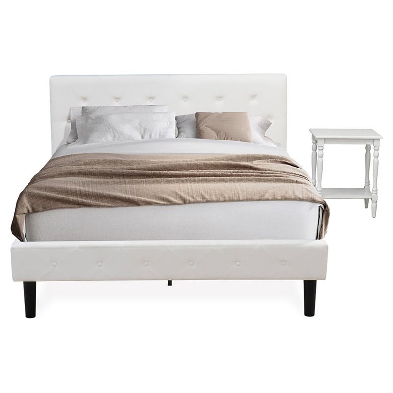 East West Furniture Nolan 2 Pieces Wood Queen Bedroom Set in White/Urban Gray