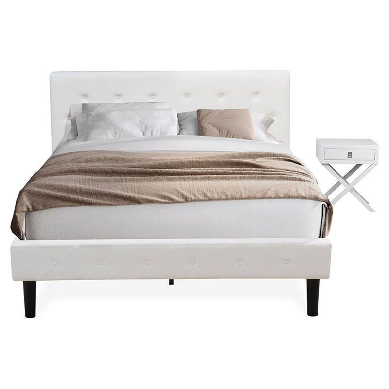 East West Furniture Nolan 2-Piece Wooden Queen Bedroom Set in White