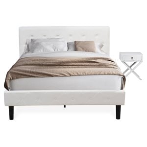 East West Furniture Nolan 2-Piece Wooden Queen Bedroom Set in White