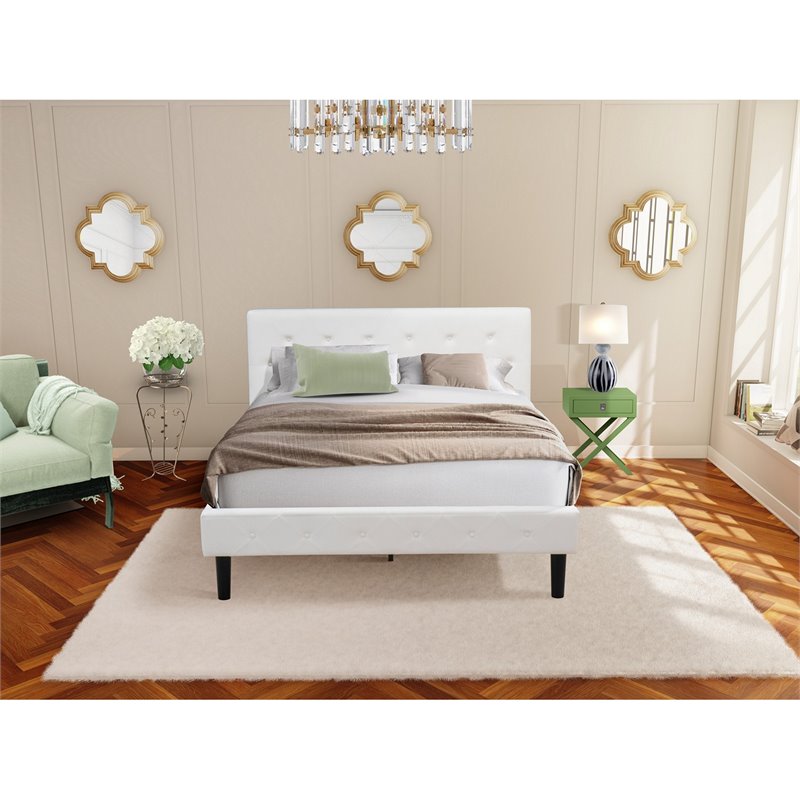 East West Furniture Nolan 2-Piece Wooden Queen Bedroom Set in White/Clover Green