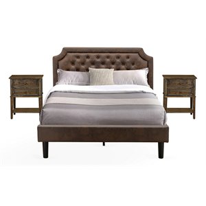 East West Furniture Granbury 3 Pieces Wood Queen Bedroom Set in Jacobean/Brown