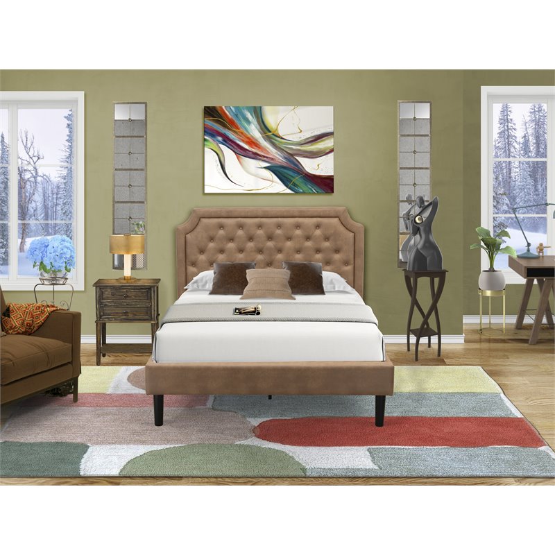 East West Furniture Granbury 2 Pieces Wood Full Bedroom Set in Jacobean/Brown