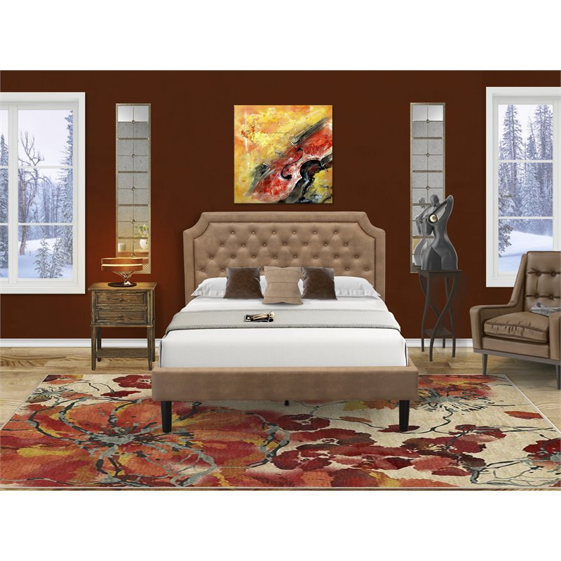 East West Furniture Granbury 2 Pieces Wood Queen Bedroom Set in Jacobean/Brown