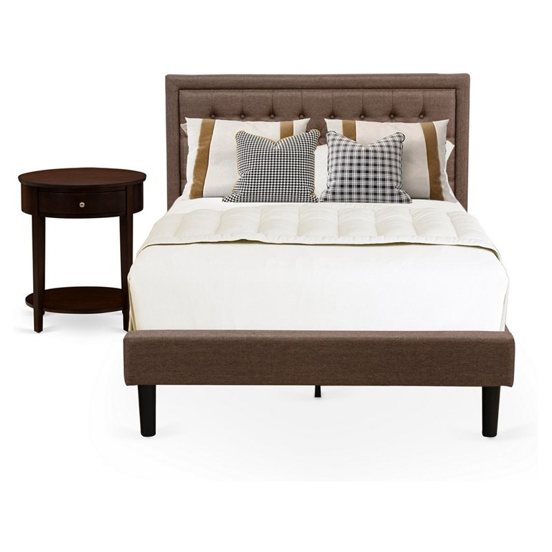 East West Furniture Kendall 2-Piece Wood Full Bedroom Set in Brown/Mahogany