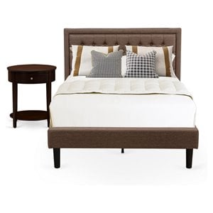 East West Furniture Kendall 2-Piece Wood Full Bedroom Set in Brown/Mahogany