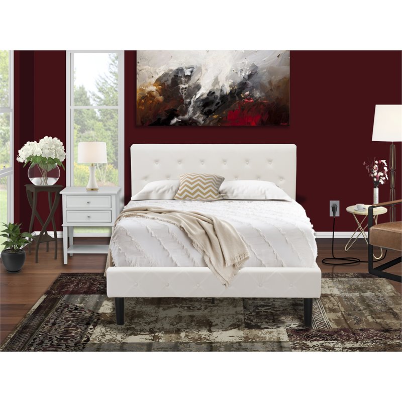 East West Furniture Nolan 2-Piece Wood Full Bedroom Set in White/Urban Gray