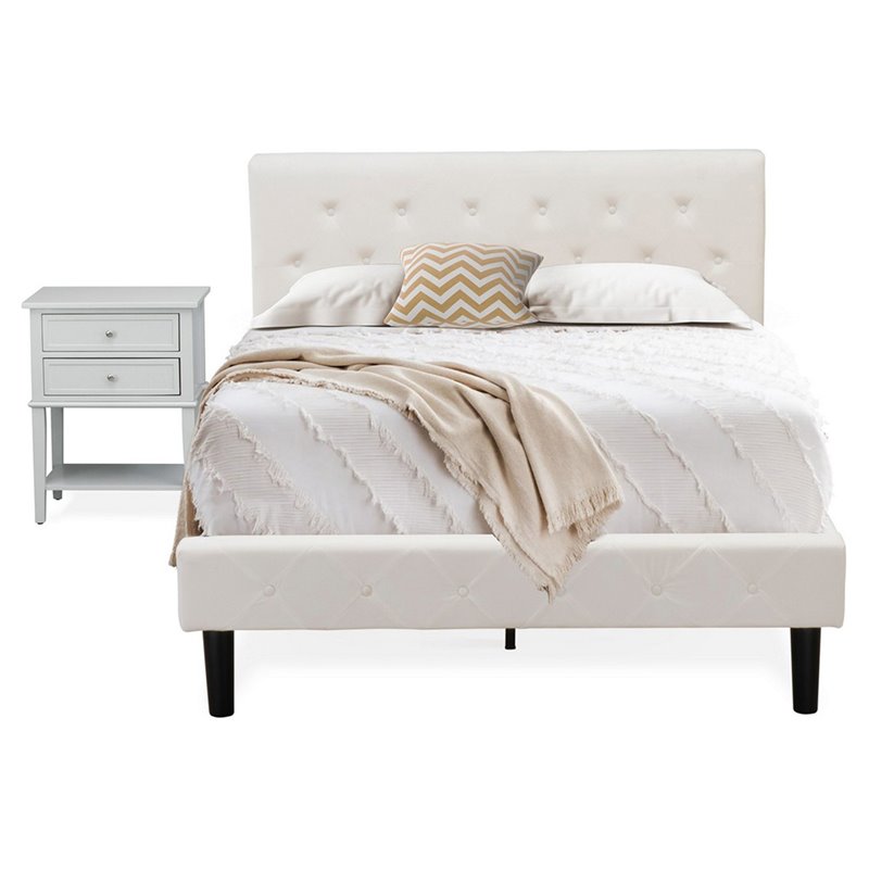 East West Furniture Nolan 2-Piece Wood Full Bedroom Set in White/Urban Gray