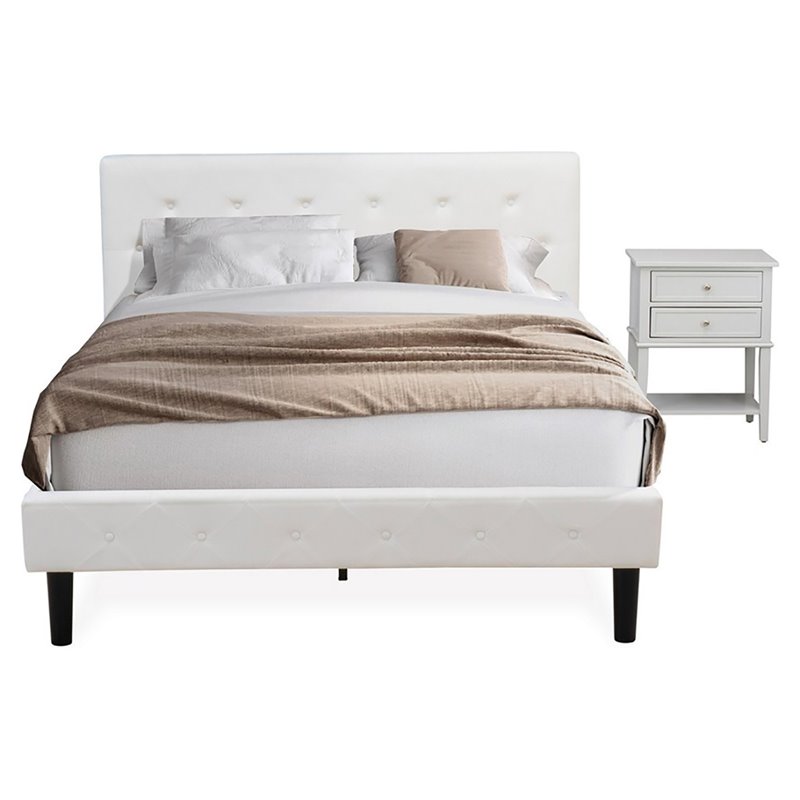 East West Furniture Nolan 2-Piece Wood Queen Bedroom Set in White/Urban Gray