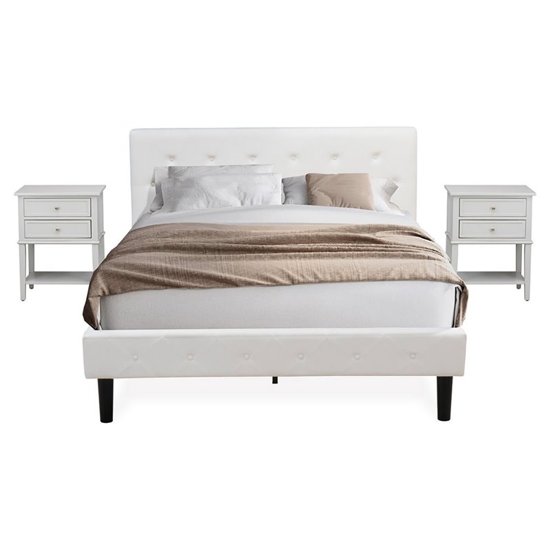 East West Furniture Nolan 3-Piece Wood Queen Bedroom Set in White/Urban Gray
