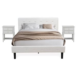 East West Furniture Nolan 3-Piece Wood Queen Bedroom Set in White/Urban Gray