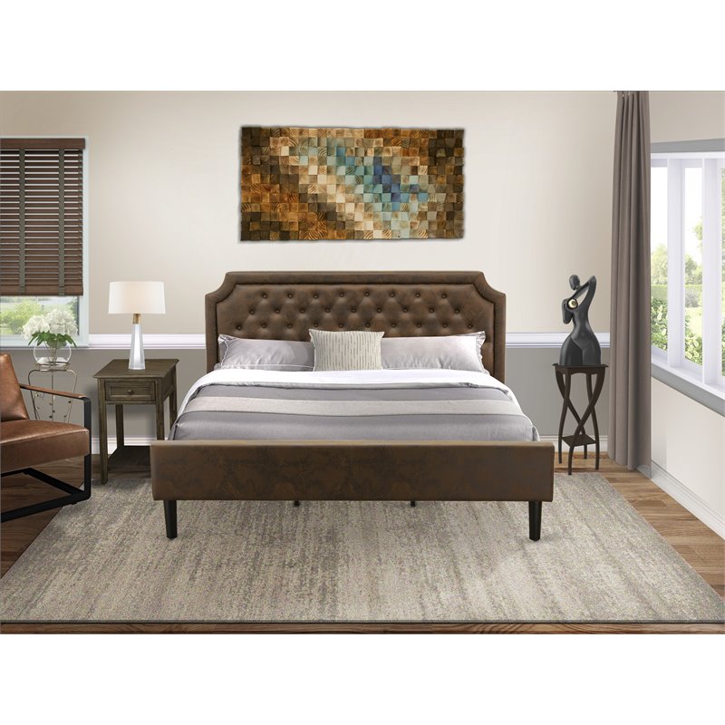 East West Furniture Granbury 2 Pieces Wood King Bedroom Set in Brown/Jacobean