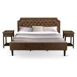 East West Furniture Granbury 3 Pieces Wood King Bedroom Set in Brown/Jacobean