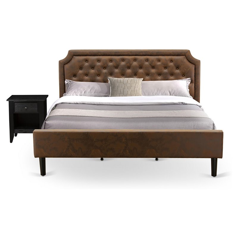 East West Furniture Granbury 2-Piece Wood King Bedroom Set in Brown & Black