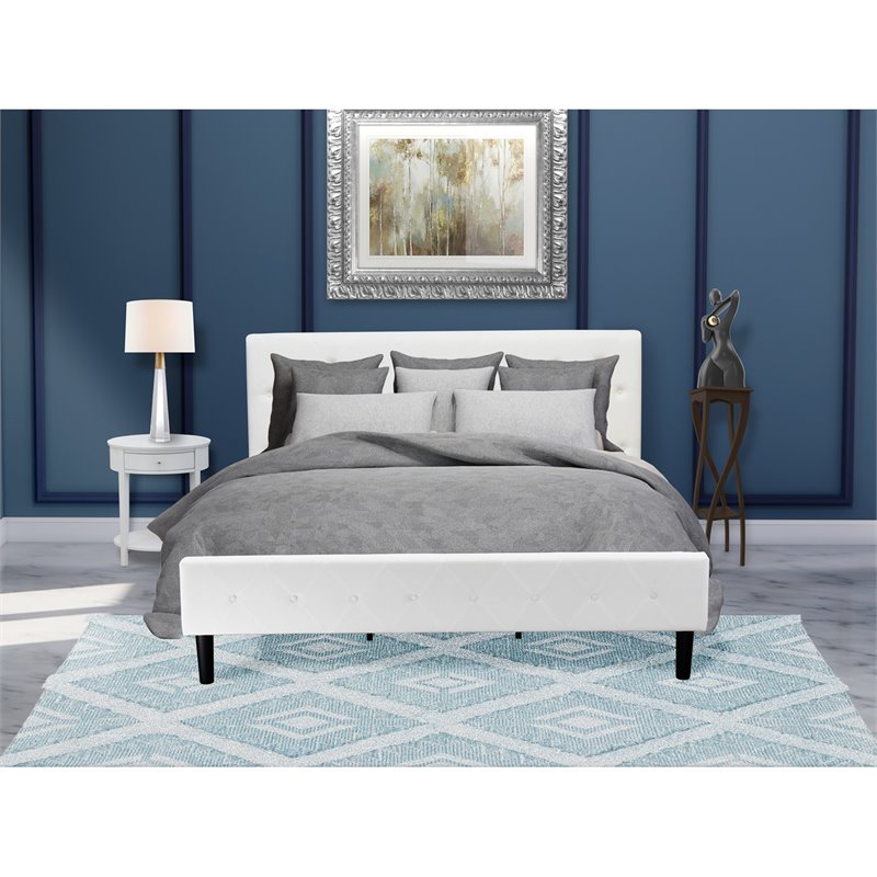East West Furniture Nolan 2-Piece Wooden King Bedroom Set in White/Urban Gray