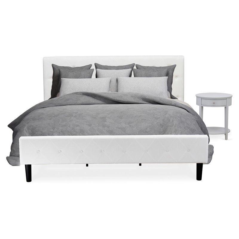 East West Furniture Nolan 2-Piece Wooden King Bedroom Set in White/Urban Gray