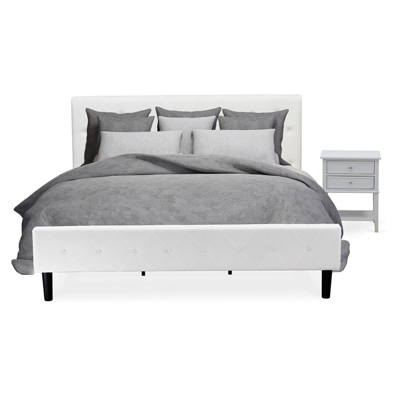 East West Furniture Nolan 2 Pieces Wooden King Bedroom Set in White/Urban Gray