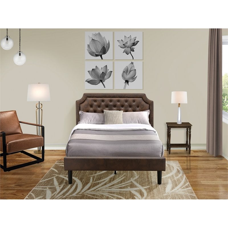 East West Furniture Granbury 2-Piece Wood Full Bedroom Set in Dark Brown