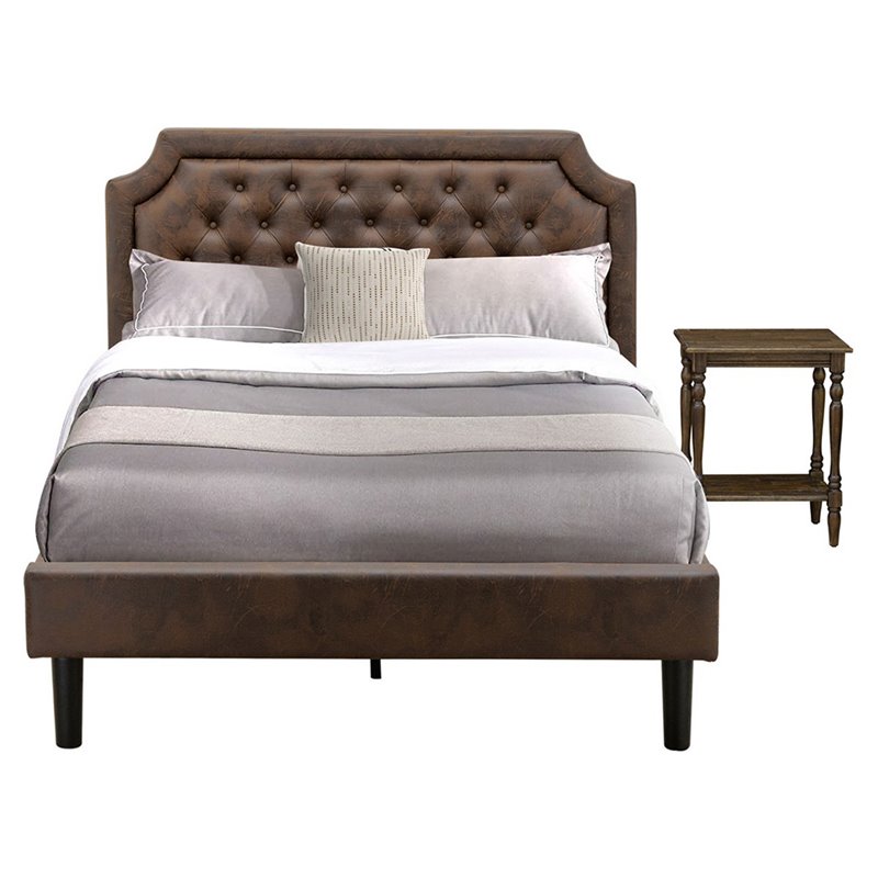 East West Furniture Granbury 2Piece Wood Full Bedroom Set in Dark