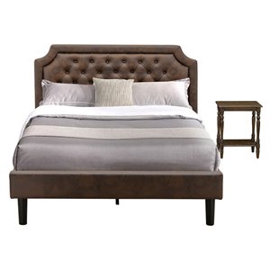 east west furniture granbury 2-piece wood queen bedroom set in dark brown