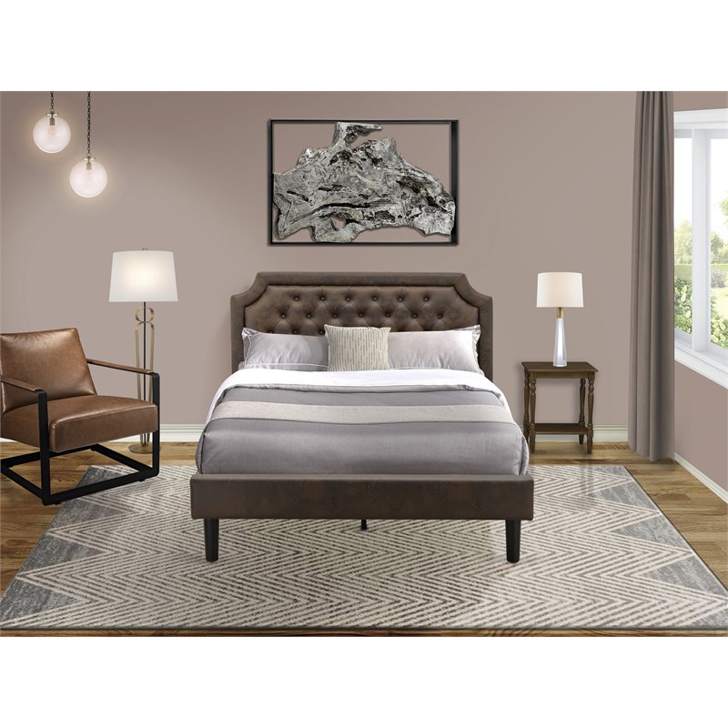 East West Furniture Granbury 2-Piece Wood Queen Bedroom Set in Dark Brown