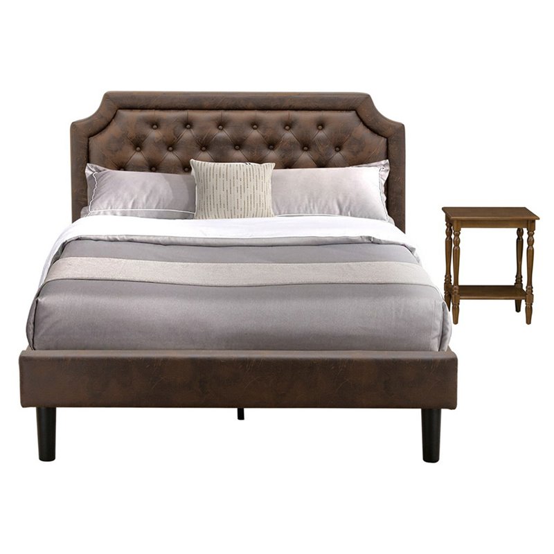 East West Furniture Granbury 2-Piece Wood Queen Bedroom Set in Dark Brown