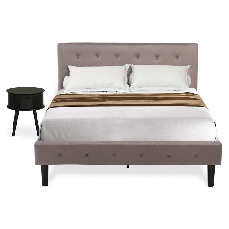 East West Furniture Nolan 2-Piece Wood Full Bedroom Set in Taupe Brown/Black