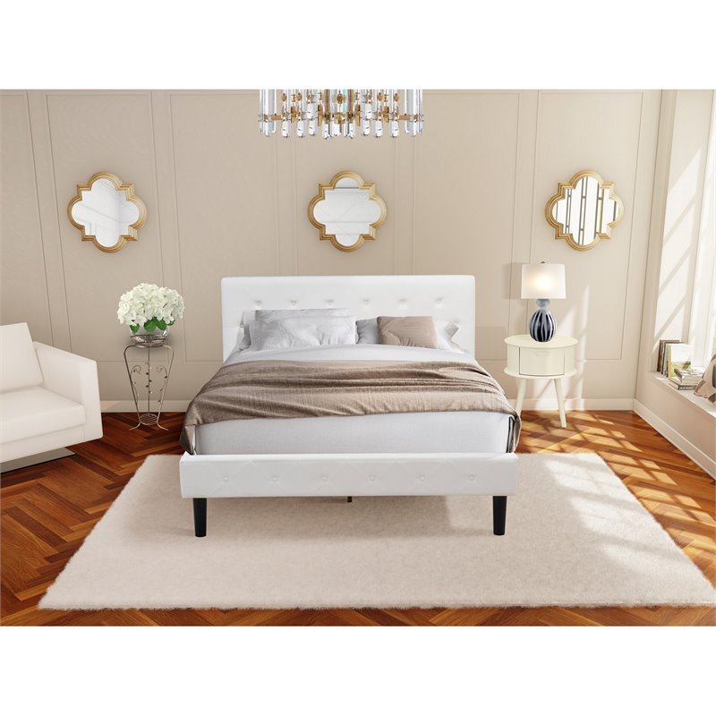 East West Furniture Nolan 2-Piece Wood Queen Bedroom Set in White