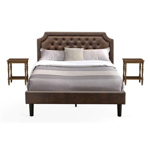 east west furniture granbury 3-piece wooden queen bedroom set in dark brown