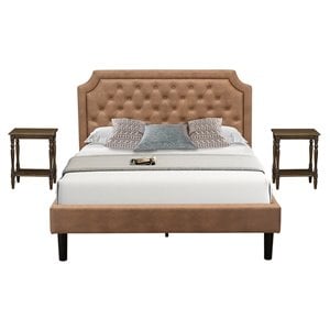 East West Furniture Granbury 3-Piece Wood Queen Platform Bedroom Set in Brown