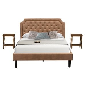 East West Furniture Granbury 3-Piece Wood Queen Platform Bedroom Set in Brown