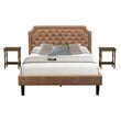 East West Furniture Granbury 3-Piece Wood Queen Platform Bedroom Set in Brown