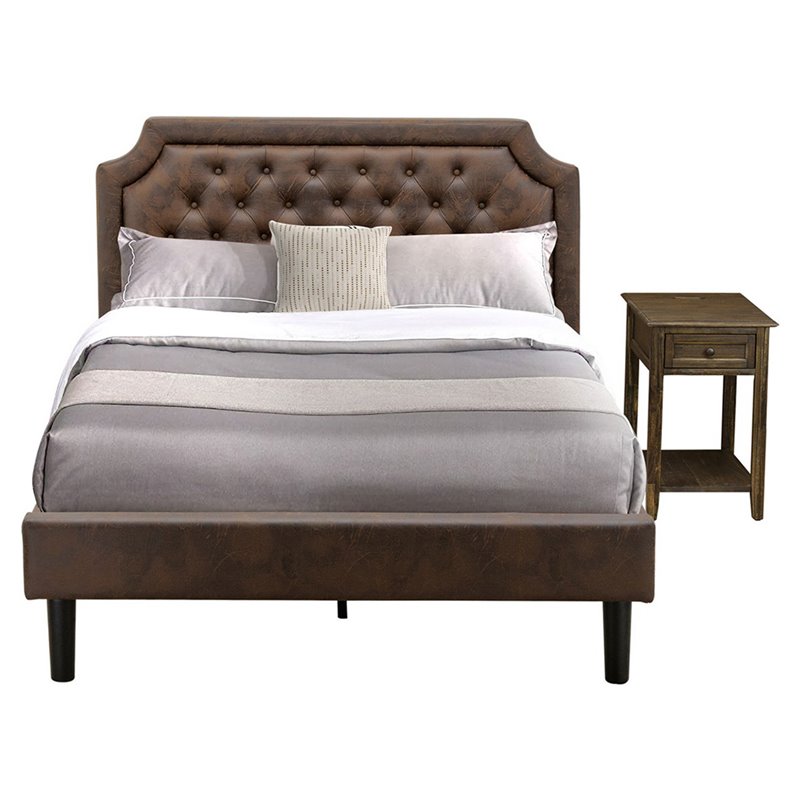 East West Furniture Granbury 2 Pieces Wood Full Bedroom Set in Dark Brown