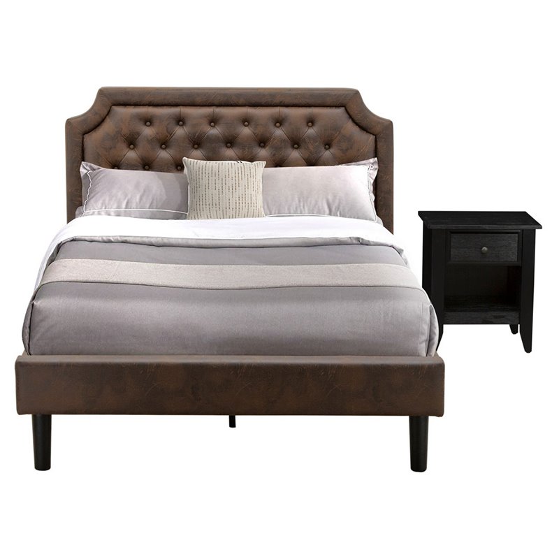 East West Furniture Granbury 2 Pieces Wood Full Bedroom Set in Brown/Black