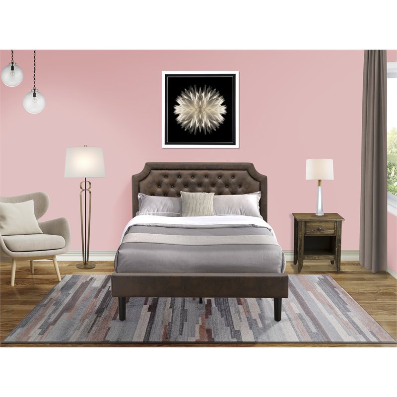 East West Furniture Granbury 2 Pieces Wood Full Bedroom Set in Brown/Jacobean