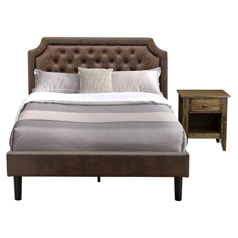 East West Furniture Granbury 2 Pieces Wood Full Bedroom Set in Brown/Jacobean