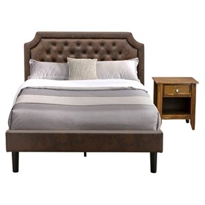 East West Furniture Granbury 2 Pieces Wood Full Bedroom Set in Brown/Walnut