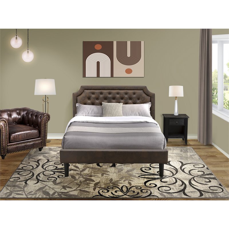 East West Furniture Granbury 2-Piece Wood Queen Bedroom Set in Brown/Black