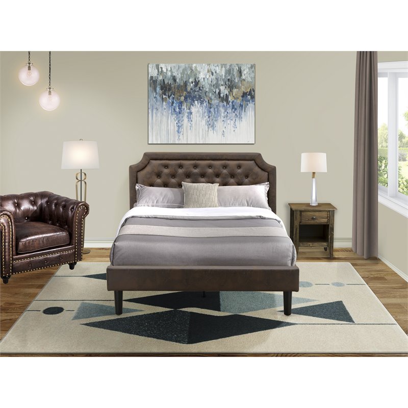 East West Furniture Granbury 2-Piece Wood Queen Bedroom Set in Brown/Jacobean