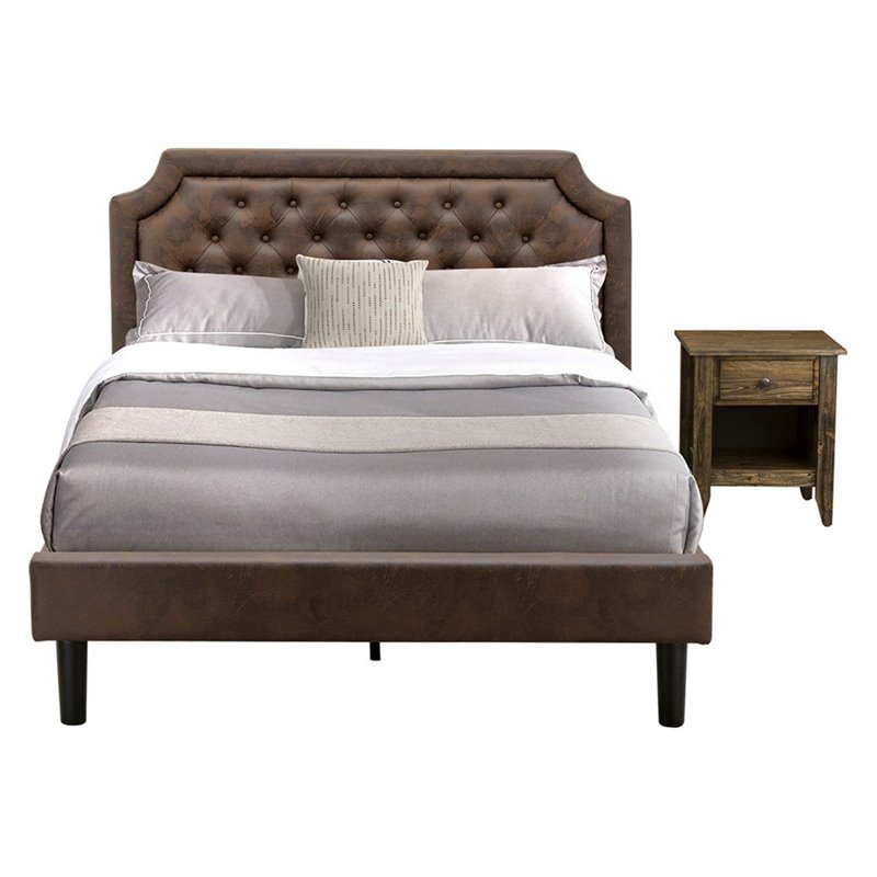 East West Furniture Granbury 2-Piece Wood Queen Bedroom Set in Brown/Jacobean