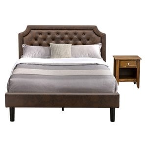 East West Furniture Granbury 2-Piece Wood Queen Bedroom Set in Brown/Walnut