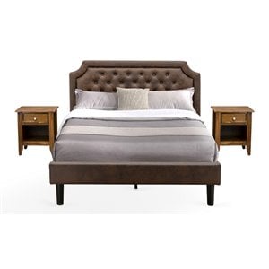 East West Furniture Granbury 3-Piece Wood Queen Bedroom Set in Brown/Walnut