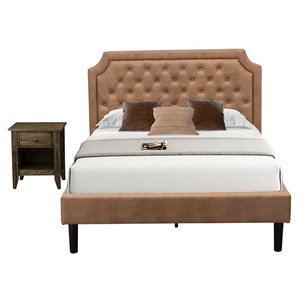 East West Furniture Granbury 2-Piece Wood Full Bedroom Set in Brown/Jacobean