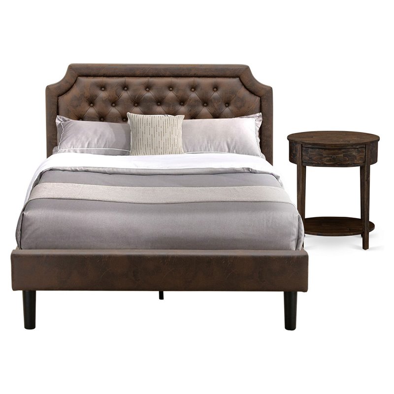 East West Furniture Granbury 2 Pieces Wooden Full Bedroom Set in Brown/Jacobean