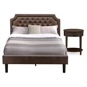 East West Furniture Granbury 2 Pieces Wooden Full Bedroom Set in Brown/Jacobean