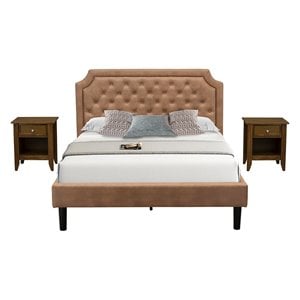 East West Furniture Granbury 3-Piece Wooden Queen Bedroom Set in Brown/Walnut