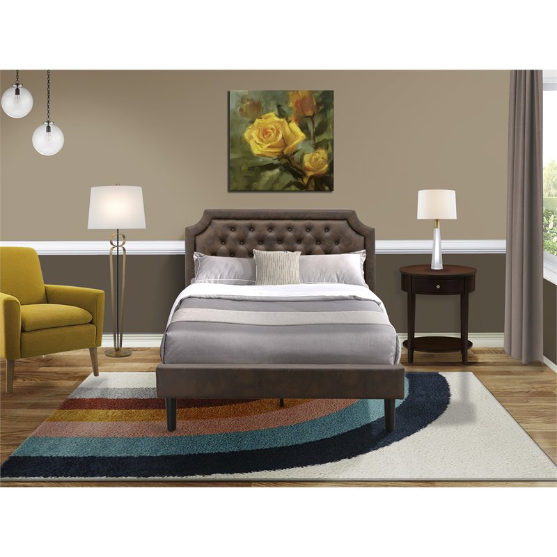 East West Furniture Granbury 2 Pieces Wooden Full Bedroom Set in Brown/Mahogany